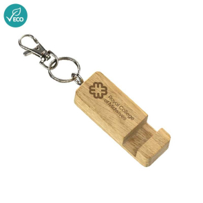 Oak Engraved Phone Stand Keyring